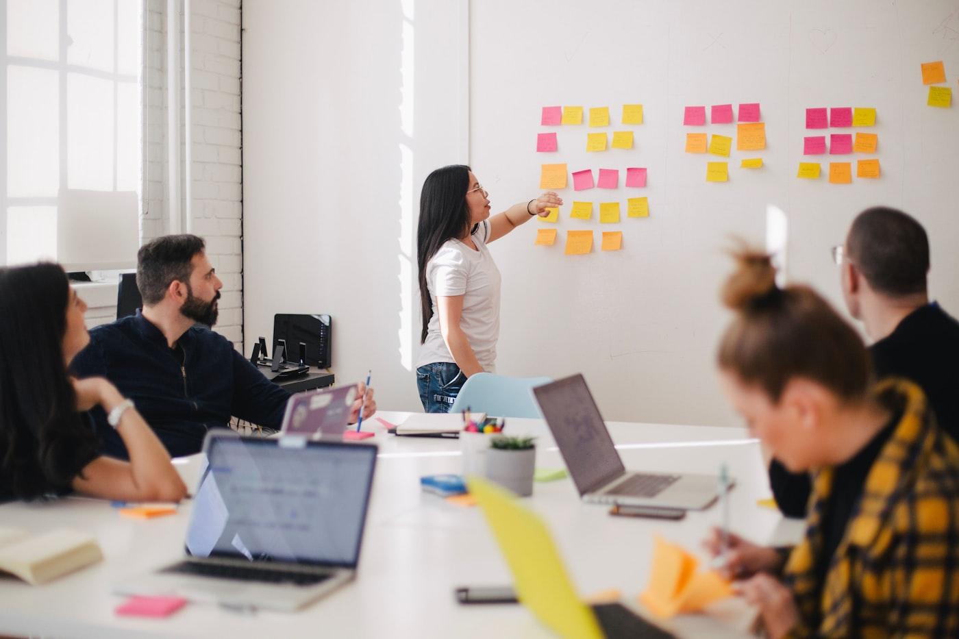 Business team in a mobile app strategy meeting